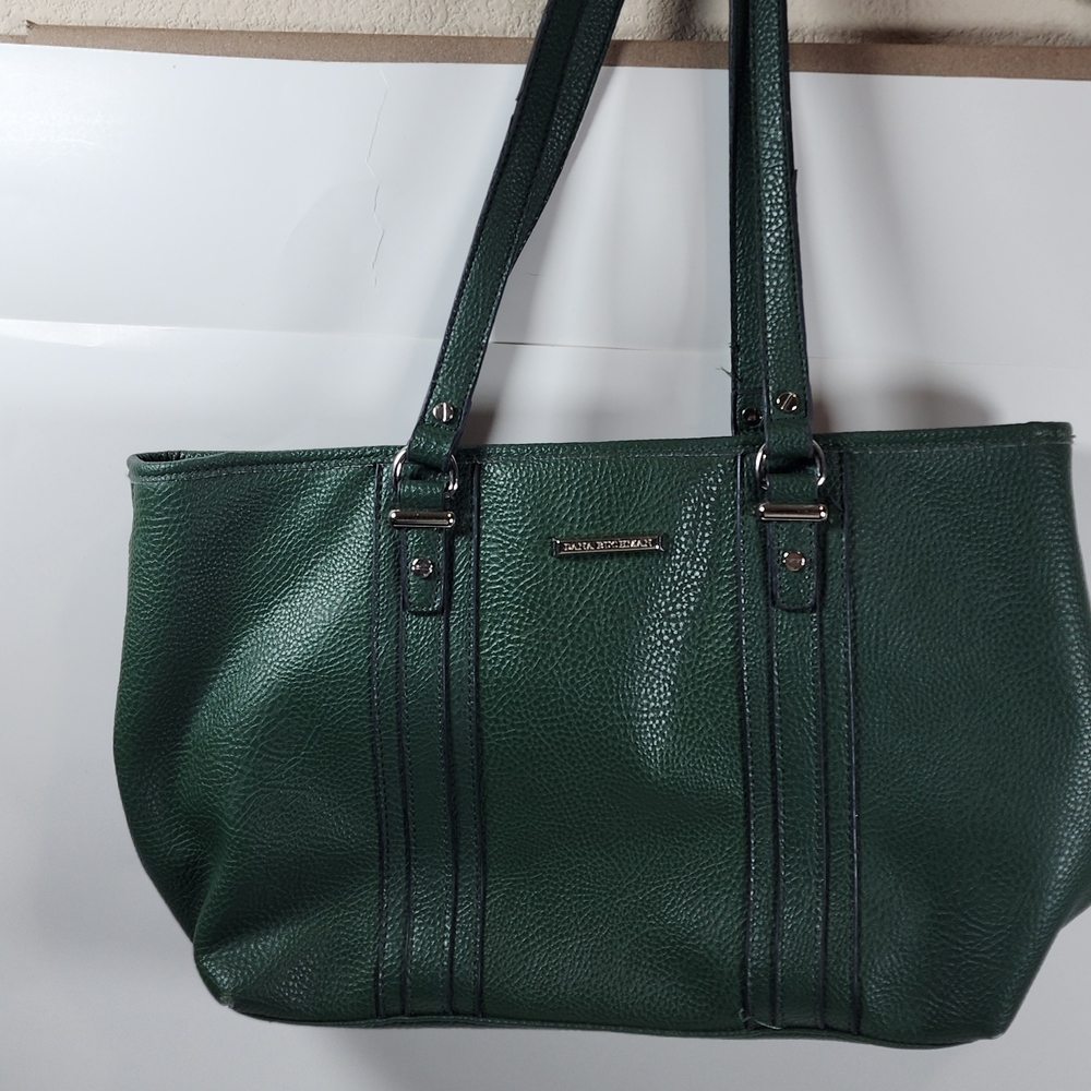 Dana‎ Buchman Deep Green Pebbled Faux Leather Shoulder Tote